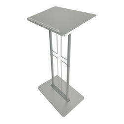 Podium for Floor, Cross Design, Steel & MDF   Silver 119759