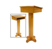 Wood Podium for Floor, Open Storage Shelf, Oak   Light Stain 119796