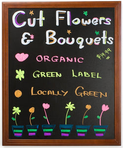 26 x 32 Write on Black Board for Wet Erase Pens, Wall Mounted   Mahogany 119848