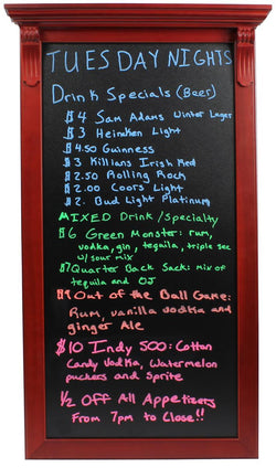 16 x 33 Chalk Board with Decorative Red Mahogany Frame 119852