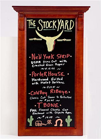 14 x 32 Write on Black Board for Wet Erase Pens, Wall Mounted   Red Mahogany