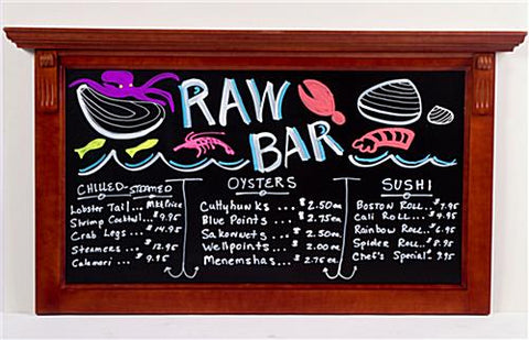 34 x 17 Write on Black Board for Wet Erase Pens, Wall Mounted   Red Mahogany
