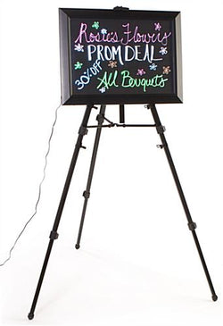 18 x 25 Illuminated Wet Erase Board with Easel & Set of 8 Markers   Black