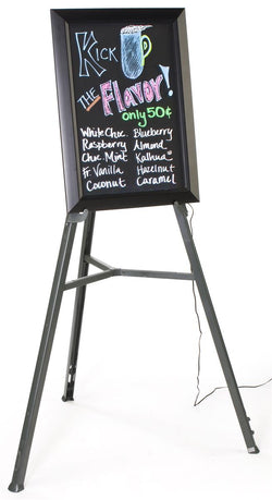 18 x 25 Illuminated Wet Erase Board with Easel & Set of 8 Markers   Black