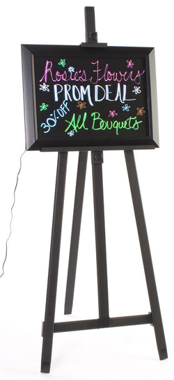 18 x 25 Illuminated Wet Erase Board with Easel & Set of 8 Markers   Black