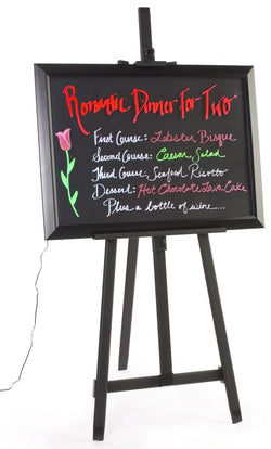35 x 25 Illuminated Wet Erase Board with Easel & Set of 6 Markers   Black
