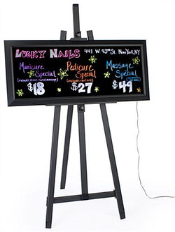 42 x 18 Illuminated Wet Erase Board with Easel & Set of 8 Markers   Black