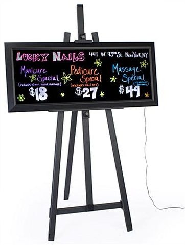 42 x 18 Illuminated Wet Erase Board with Easel & Set of 8 Markers   Black