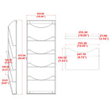 5 Tier Wall Mount File Holder Black Literature Rack, 9.7" Wide Pockets 10X26X3" 119953