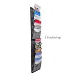 5 Tier Wall Mount File Holder Black Literature Rack, 9.7" Wide Pockets 10X26X3" 119953