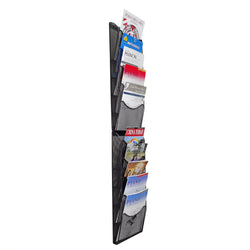 5 Tier Wall Mount File Holder Black Literature Rack, 9.7" Wide Pockets 10X26X3" 119953
