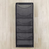 5 Tier Wall Mount File Holder Black Literature Rack, 9.7" Wide Pockets 10X26X3" 119953