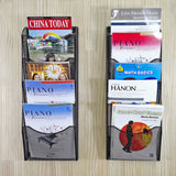 5 Tier Wall Mount File Holder Black Literature Rack, 9.7 Wide Pockets 10X26X3 119953
