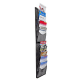 5 Tier Wall Mount File Holder Black Literature Rack, 9.7 Wide Pockets 10X26X3 119953