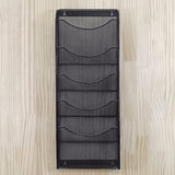 5 Tier Wall Mount File Holder Black Literature Rack, 9.7 Wide Pockets 10X26X3 119953
