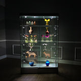 76X48X19" Tempered Glass Showcase Display w/ LED Lights 5-Tier Shelf Floor Stand 119967