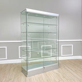 76X48X19" Tempered Glass Showcase Display w/ LED Lights 5-Tier Shelf Floor Stand 119967