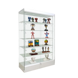 76X48X19" Tempered Glass Showcase Display w/ LED Lights 5-Tier Shelf Floor Stand 119967