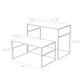 Nesting Display Tables, 6-Indentation Effect Top, Rectangular, Set of 2 (41.46 w x 24.02 d x 32.76, 38.7 w x 20.16 d x 23.23) White 119995