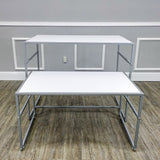 Nesting Display Tables, 6-Indentation Effect Top, Rectangular, Set of 2 (41.46 w x 24.02 d x 32.76, 38.7 w x 20.16 d x 23.23) White 119995