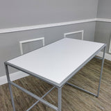 Nesting Display Tables, 6-Indentation Effect Top, Rectangular, Set of 2 (41.46 w x 24.02 d x 32.76, 38.7 w x 20.16 d x 23.23) White 119995