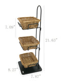 FixtureDisplays? Mini 3 Tier Wicker Basket Organizer, Basket Rack to Tidy Your rooms, Tables, Helping Children Liking for Organizing 119999