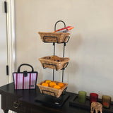 FixtureDisplays? Mini 3 Tier Wicker Basket Organizer, Basket Rack to Tidy Your rooms, Tables, Helping Children Liking for Organizing 119999