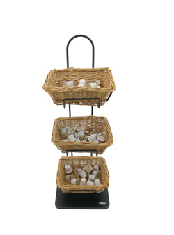 FixtureDisplays? Mini 3 Tier Wicker Basket Organizer, Basket Rack to Tidy Your rooms, Tables, Helping Children Liking for Organizing 119999