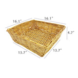 16X16X4.7 Rectangular Wicker Baskets Brown Woven Rattan Display Organizer 120005-BASKET