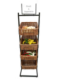 4 Tier Basket Stand Wicker Basket Bakery Rack Produce Stand Food Rack Fruit