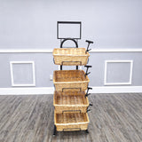 4 Tier Basket Stand, Sign Clips, Wicker   Black 120006