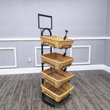 4 Tier Basket Stand, Sign Clips, Wicker   Black 120006