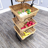 4 Tier Basket Stand, Sign Clips, Wicker   Black 120006