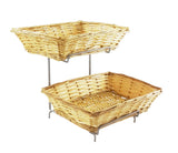 Tiered Wire Rack w/ 2 Woven Baskets   Brown 120023