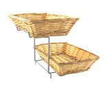 Tiered Wire Rack w/ 2 Woven Baskets   Brown 120023