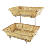 Tiered Wire Rack w/ 2 Woven Baskets   Brown 120023