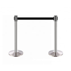Crowd Control Stanchion Queue Barrier Post Retractable Black