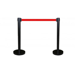Black/Red Crowd Control Stanchion Queue Barrier Post RED Strap 78 Retractable