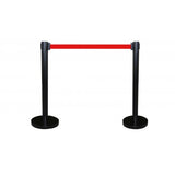 Black/Red Crowd Control Stanchion Queue Barrier Post RED Strap 78 Retractable
