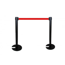 Crowd Control Stanchion Queue Barrier Post Red Strap 10' Retract Nesting Base