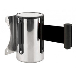 Stanchion Queue Barrier Post Wall Mount Retractable Ribbon 16' Belt Black