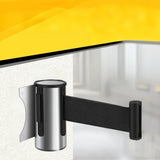 Stanchion Queue Barrier Post Wall Mount Retractable Ribbon 16' Belt Black 12004 8 BLACK