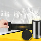 Stanchion Queue Barrier Post Wall Mount Retractable Ribbon 16' Belt Black 12004 8 BLACK