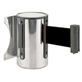 Stanchion Queue Barrier Post Wall Mount Retractable Ribbon 16' Belt Black 12004 8 BLACK