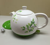 Teapot Ceramic Kettle Electric Kettle Water Boiler Green Olive Design 12029