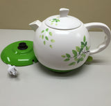 Teapot Ceramic Kettle Electric Kettle Water Boiler Green Olive Design 12029