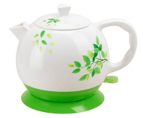 Teapot Ceramic Kettle Electric Kettle Water Boiler Green Olive Design 12029