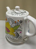 Teapot, Ceramic, Teamaker, Large Yellow Flower 12039