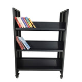 Metal Book Cart Library Cart Two Sided Reading Material Cart 200 lbs Capacity