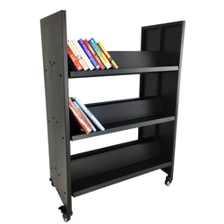 Metal Book Cart Library Cart Two Sided Reading Material Cart 200 lbs Capacity